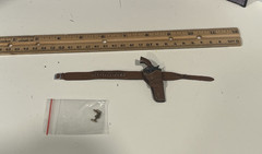 MINIATURE 1/6 JOHN WAYNE LEATHER HOLSTER METAL COLT 45 PISTOL RIG REVOLVER DUKE