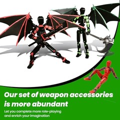 T13 Action Figure Set Fully Assembled Dummy 13 Robot with Demon Wings Green Blac