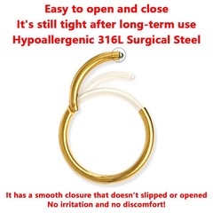 Men Women 316L Surgical Steel Hinged Nose Rings Hoop for Nostril Septum