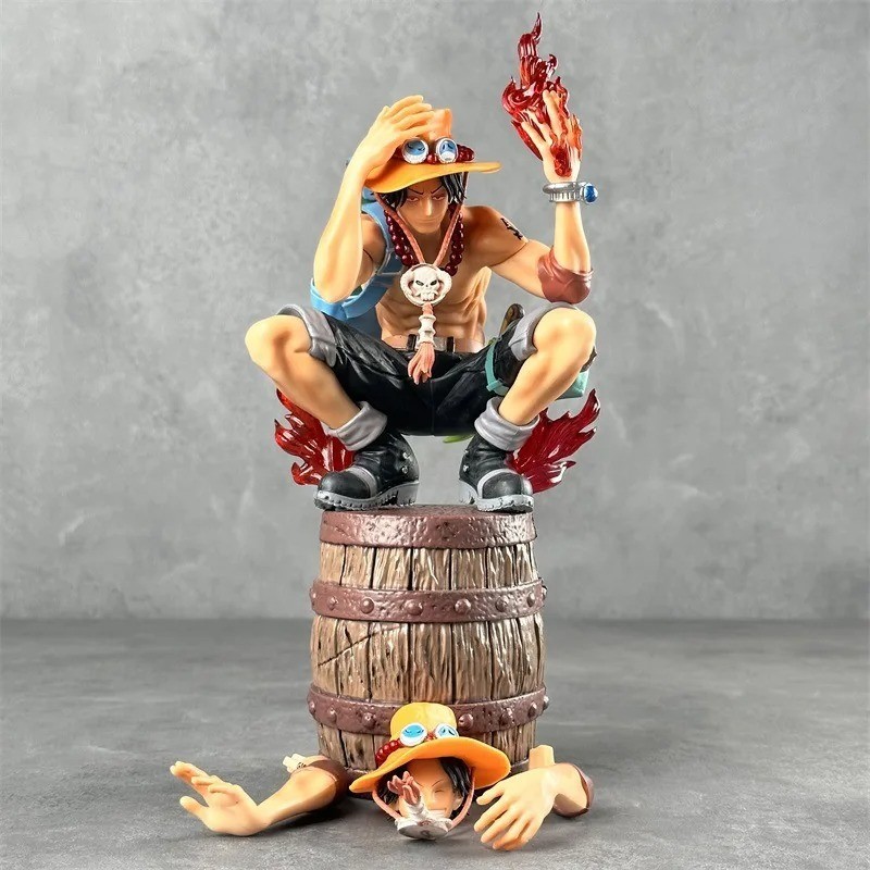 Portgas D. Ace Flame Squatting Convertible Anime Figure PVC Statue Model