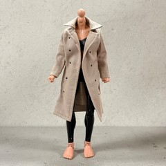PB-FLTC-KAK: 1/12 Wired Khaki fabric Trench Coat for 6″ female body
