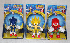 3PK Jakks Pacific Knuckles, Super Sonic, Sonic The Hedgehog 2.5in Action Figures
