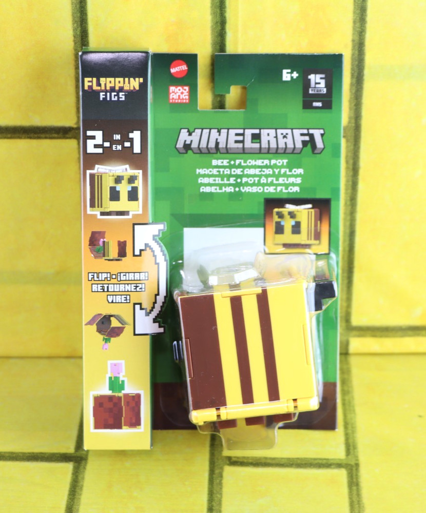 Minecraft Flippin Figs 2-in-1 Bee & Flower Pot Video Game 15 Years Action Figure