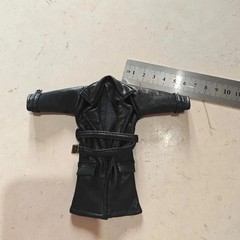 1/12 Scale Sodier Wired Black Faux Leather Trench Coat Model for 6″ Fi…