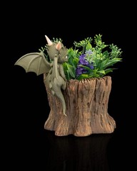 Garden Scout Baby Dragon Planter – 16.5cm Fantasy Tree Stump Pot | 3D Printed