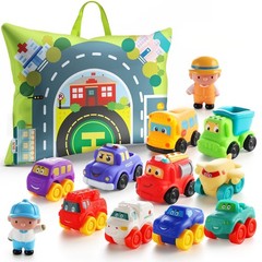 bessome Soft Rubber Toy Figure Car for 1 Year Old Boy with Playmat (Storage B…