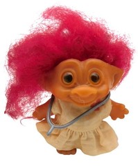 Vintage 3 Troll Dolls Colorful Hair HorseShoe Print Feet READ