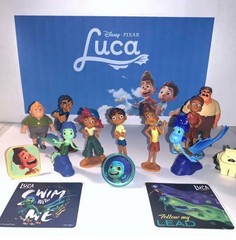Disney Luca Figure Set of 10 with 2 Stickers and 2 rings Fun Characters