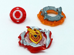 Beyblade B-105 Achilles Burst Auth. w/ QR Code Tomy Hasbro red silver gold