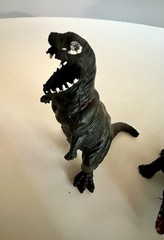 Vintage Imperial Black Plastic Rubber Dinosaur Monster Toys Hong Kong As Is