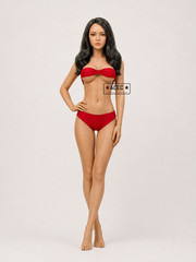 Custom PHICEN 1/6 Dark Ash Brown Hair Female L Bust Seamless Suntan Figure Set