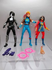 Marvel Legends lot of 3 – DOMINO (2017), MS. MARVEL (2016), DAZZLER (retro 2019)