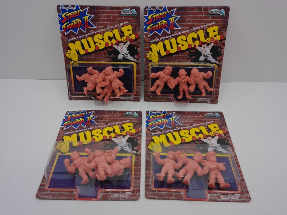 SUPER7 M.U.S.C.L.E. MUSCLES STREET FIGHTER II SET OF 4 PACKS NERD BLOCK VERSION
