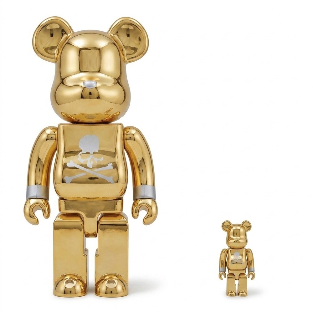 Bearbrick 400% and 100% Mastermind Japan Gold Chrome As New