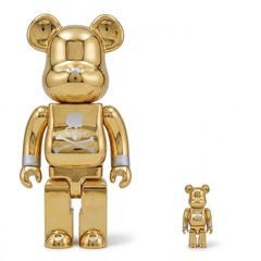 Bearbrick 400% and 100% Mastermind Japan Gold Chrome As New