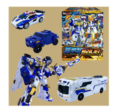 Korean Metal Cardbot S BLUE COP TRINITY Police Car Armor Bus Transforming Robot