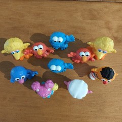 (10) Sesame Street Figures Hard Plastic Elmo Ernie Cookie Monster Big Bird ++