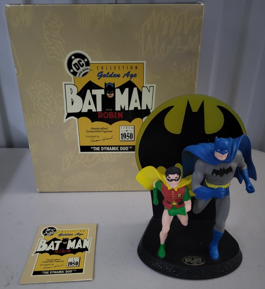 Batman and Robin Statue 1996 Hallmark DC COMICS Golden Age Collection MIB