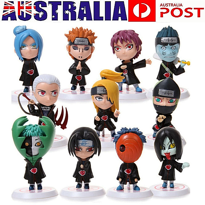 11Pcs Naruto Akatsuki Itachi Yahiko Orochimaru PVC Figures Statue Toy Kids 7-8cm