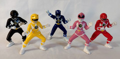 Vintage MM Power Rangers 5 piece set of 3″ Red Black Yellow Blue Pink 1994