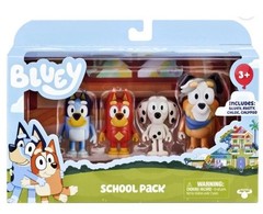 Bluey SCHOOL PACK 4pk Figures Set Bluey Rusty Chloe Calypso NEW