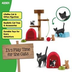 Farm World, Animal Toy Gifts for Kids, Playtime for Cute Cats, 9-piece Set with