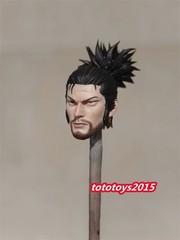 DIY Painted 1:12 Samurai Miyamoto Musashi Head Sculpt For 6″ Male Figure Body