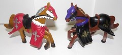 Simba Medieval Kingdoms Horses Lot of 2 Red/Silver & Black/Purple USED