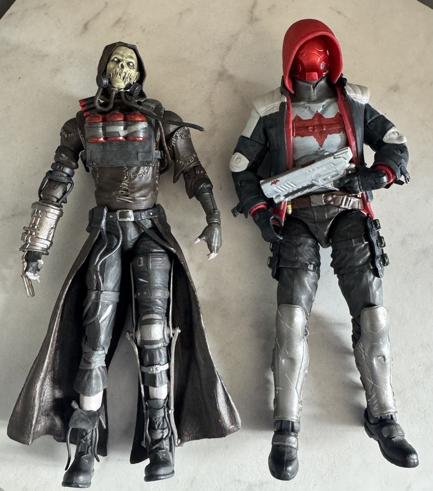 DC Collectibles Arkham City BATMAN Lot Of 2 SCARECROW RED HOOD Figures 🔥🔥