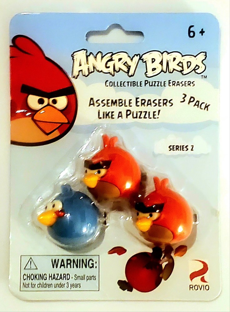 Angry Birds 3-pk Collectible Figures ☆SERIES 2☆ 2011 Rovio RED BIRD & BLUE BIRD