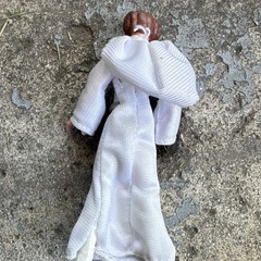 Action Figure White Dress Gown Outfit w/ Belt Princess Leia Style Plastic Fabric