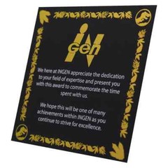 Jurassic Park Ranger Service Award – 10 Years Service – Limited 1993 – 24K Gold