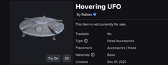 R0BLOX Toy Code – Hovering UFO | With Special Effect (Rare Item)