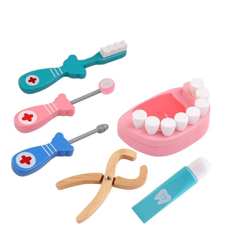 Wooden Pretend Play Doctor Educational Toys for Children Medical Simulation Set