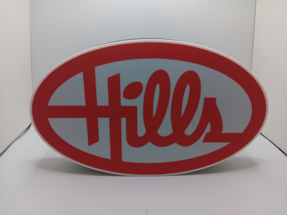 Retro Hills department store logo lightbox sign white/red