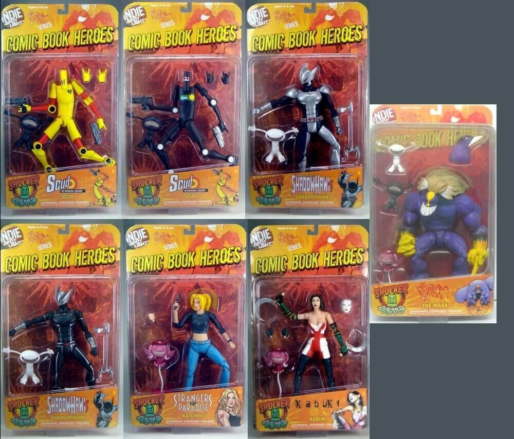 Shocker Toys Indie Spotlight COMPLETE FIGURE CASE Scud MAXX Shadowhawk Katchoo..