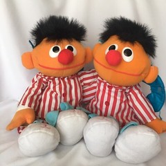 Two (2) Talking Sleepy Time Snoring Ernie Tyco Plush Doll Bedtime Sesame Street