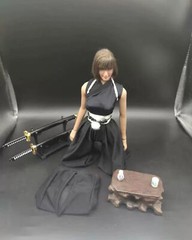 1/6 Black Japanese Female Samurai Kimono Clothes Fit 12” TBL JIAOU Figure