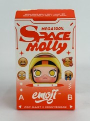 POP MART 100% Mega Space Molly x Emoji Series Confirmed Figure Doll in Open Box