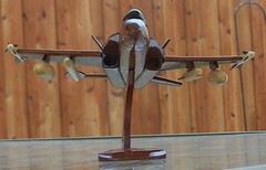 US Navy F-18 Model Jet Aircraft Hand Carved Mahogany High Gloss