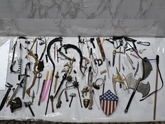 Vintage Toy Figure Lot Weapon Sword Axe Knife Hammer Shield Staff ? McFarlane