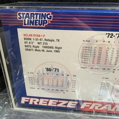 New Starting Line Up Baseball Freeze Frame Nolan Ryan Collector Plastic Case