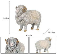 Merino Sheep Toy Action Figure Small Animal Figurine Doll Gift for Kids