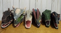 6 Lot Dinosaur Hand Puppets Rubber Dinosaur Head Puppet 3D Realistic Vary Nice