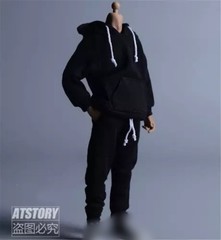 USA 1/12 Black Hoodie Pants Trousers Clothes For 6″ Male TBL Action Figure Body