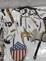 Vintage Toy Figure Lot Weapon Sword Axe Knife Hammer Shield Staff ? McFarlane