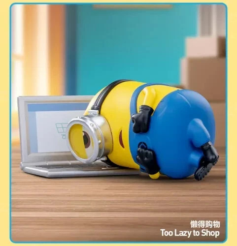 POP MART x Minions Lazy Every Day Series Confirmed Figure Sealed Bag in Open Box
