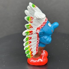 Smurfs 20144 American Indian Smurf Chief Colorful Headdress Vtg Schleich Figure