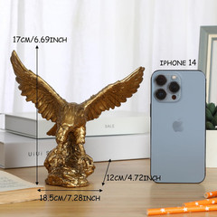 Golden Eagle Statue, Flying Wild Bird Eagle Decorative Bronze Patina Resin Figur