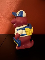 Vtg 1992 Lyons Group 7″ Barney Purple Dinosaur Coin Piggy Bank Back to School